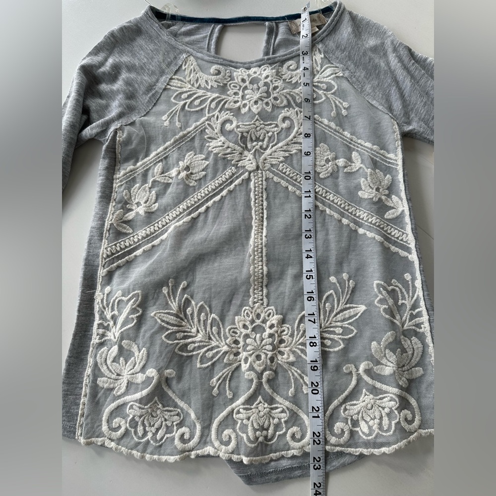 NWT Altar'd State Gray Lace Detail Top with Bell Sleeves - Picture 10 of 10